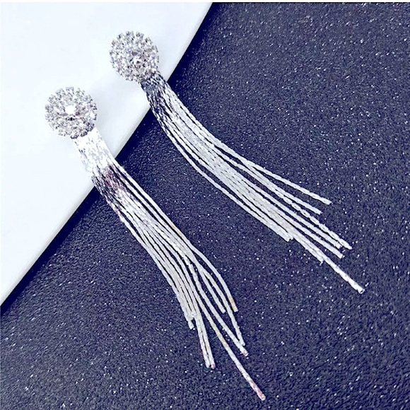 💎New Simulated 💎 Sterling Silver Crystal Earrings💎 - Picture 5 of 6